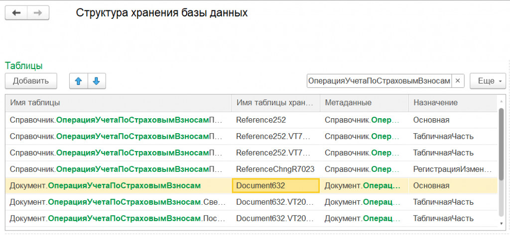 Поиск утерянной таблицы в типовой базе